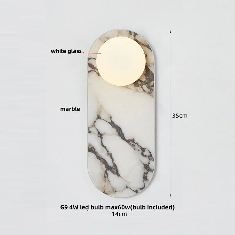 DecorBites™ Glass Globe LED Wall Lamp Nordic Modern Stone Bathroom Mirror Light