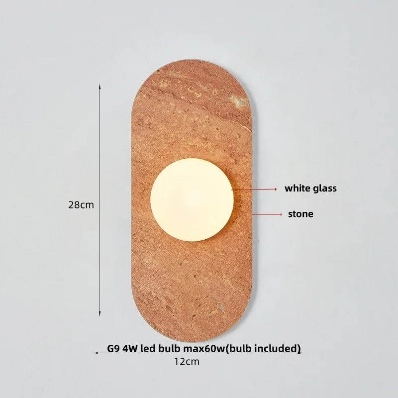 LED Wall Light French Luxury Glass Globe Stone Wall Lamp Fixture