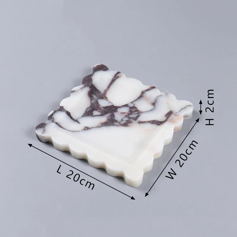 DecorBites™ Calacatta Viola Marble Tray: Luxury Vanity & Kitchen Decor Tray