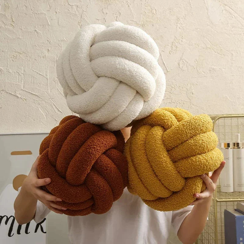 Boucle Knotted Round Decorative Throw Pillows