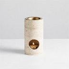 DecorBites™ Beige Travertine Stone Essential Oil Burner Diffuser Cyclinder 7x14CM