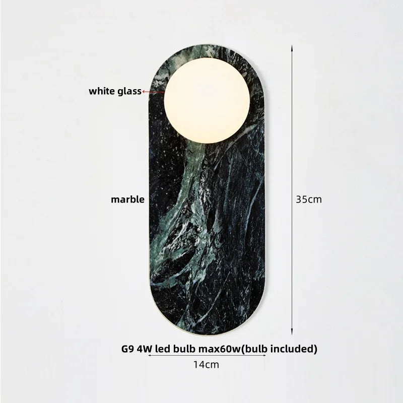 DecorBites™ Glass Globe LED Wall Lamp Nordic Modern Stone Bathroom Mirror Light