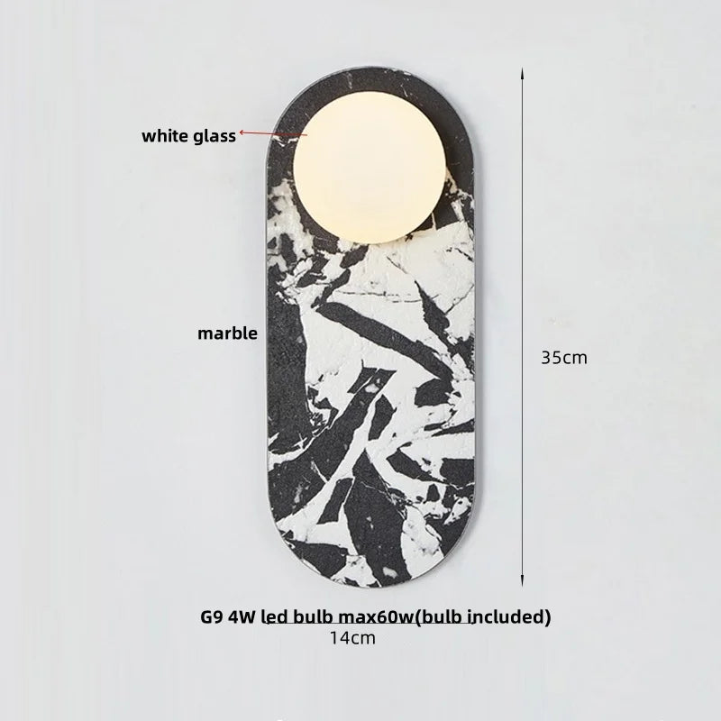 DecorBites™ Glass Globe LED Wall Lamp Nordic Modern Stone Bathroom Mirror Light