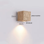 DecorBites™ LED Wall Lights Yellow Travertine Stone Modern Bedside Lamp