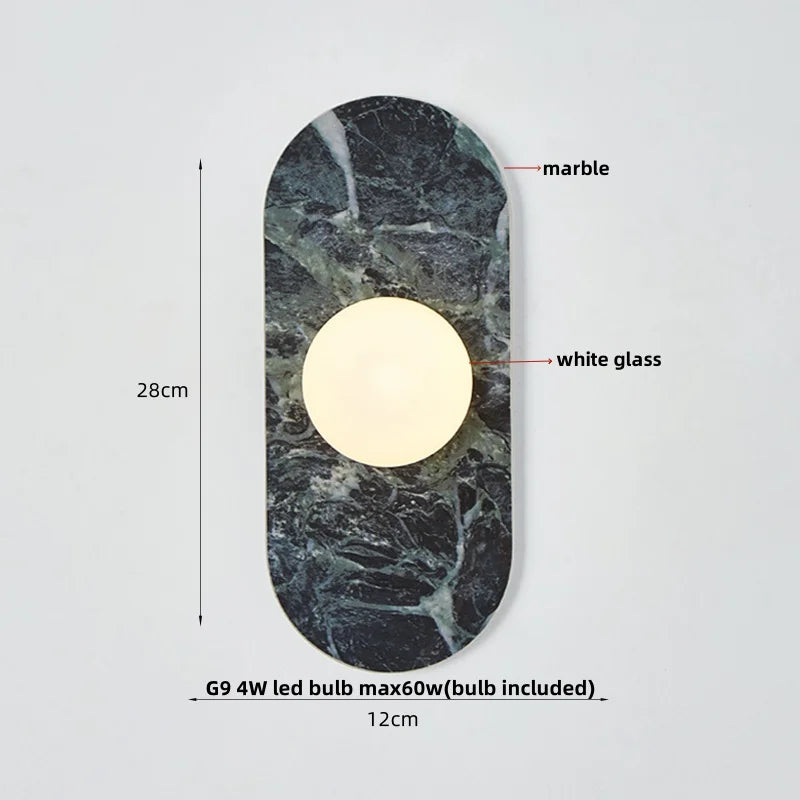 LED Wall Light French Luxury Glass Globe Stone Wall Lamp Fixture
