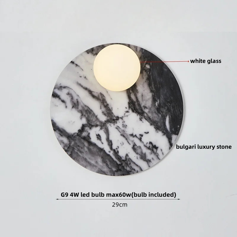 DecorBites™ LED Wall Light: French Luxury Glass Globe Stone Wall Lamp Fixture