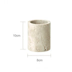 DecorBites™ Beige Travertine Marble Bathroom Accessories Set - Soap Dispenser, Soap Dish, Reed Diffuser