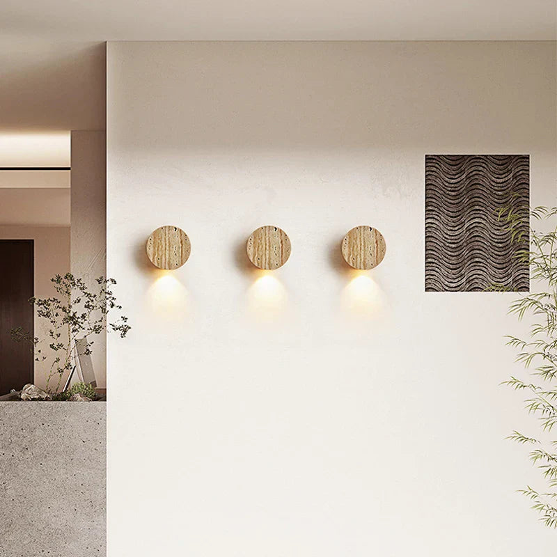 Nordic Minimalist Cream Wall Lamp Natural Yellow Stone