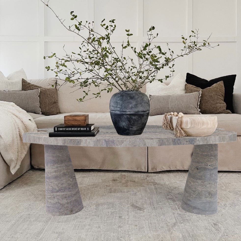 Silver Travertine Coffee Table