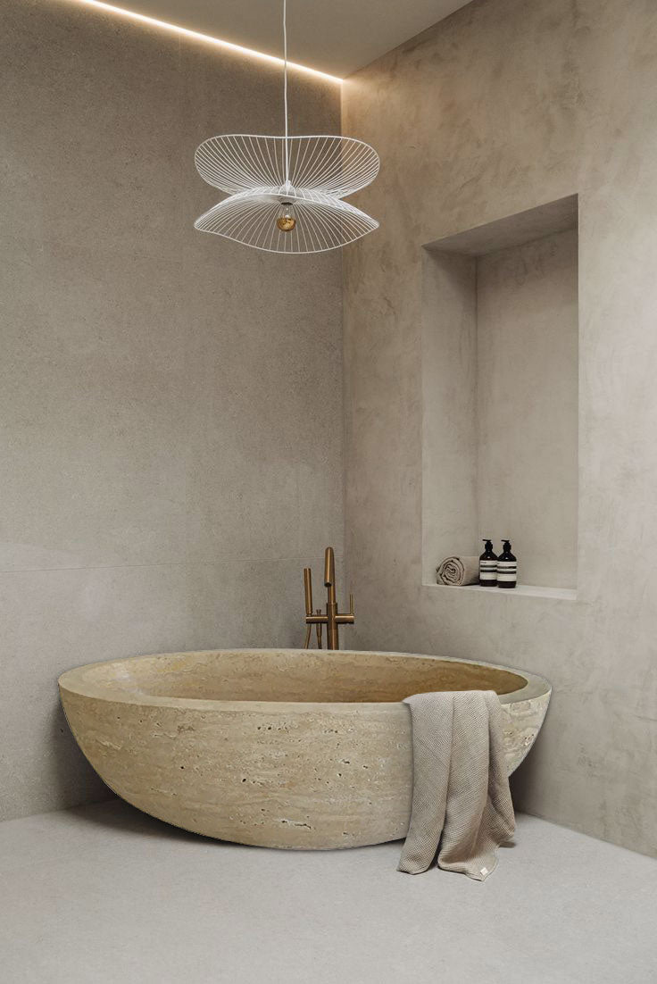 Troia Light Travertine Bathtub