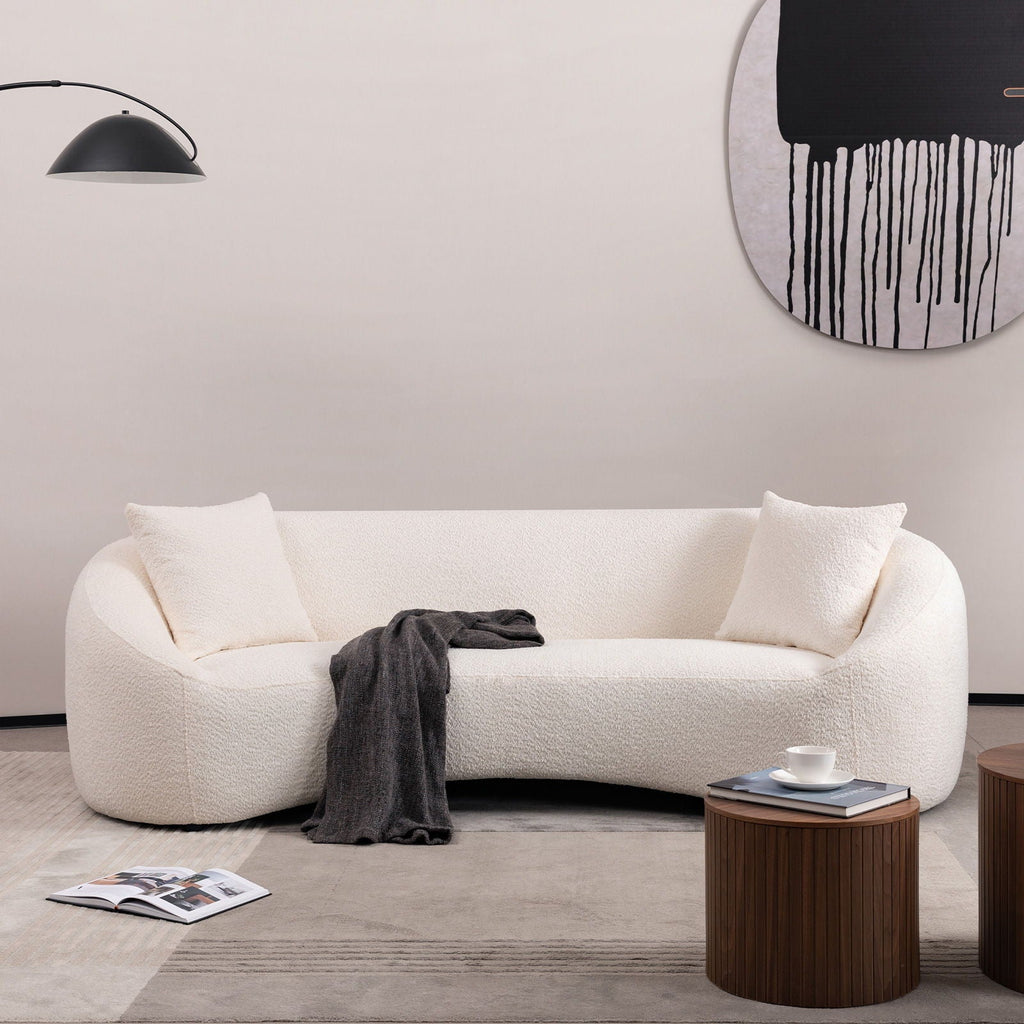 Curved 3 Seater Sofa White