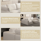104.32*70.86 Modular Sectional Sofa Sleeper Couch, Sectional Sofa with Chaise and Ottoman, Convertible U Shaped Modular Sofa Set. Compressed sponge, White. (Combo 3A+2B)