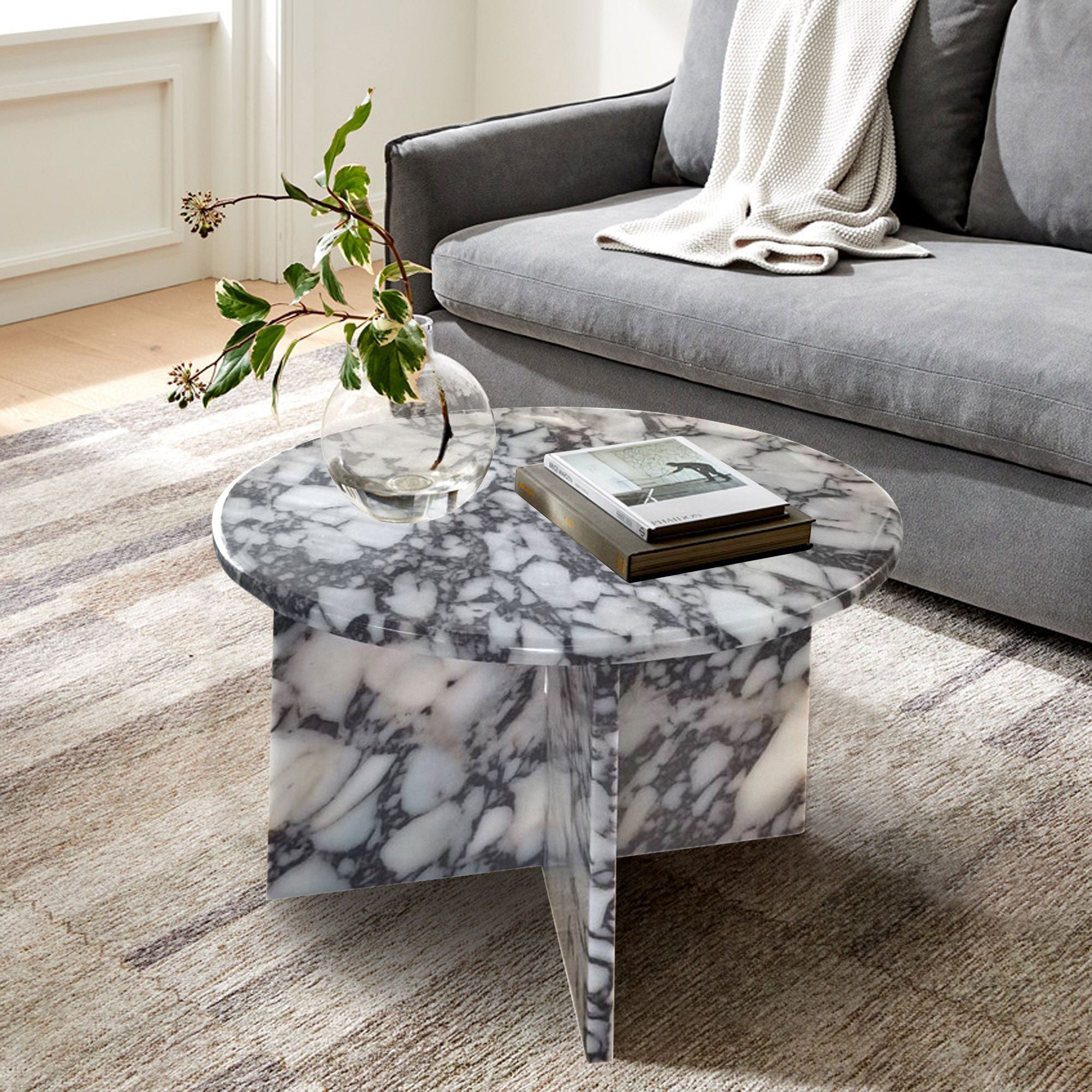 Calacatta Viola Marble Round Polished Coffee Table
