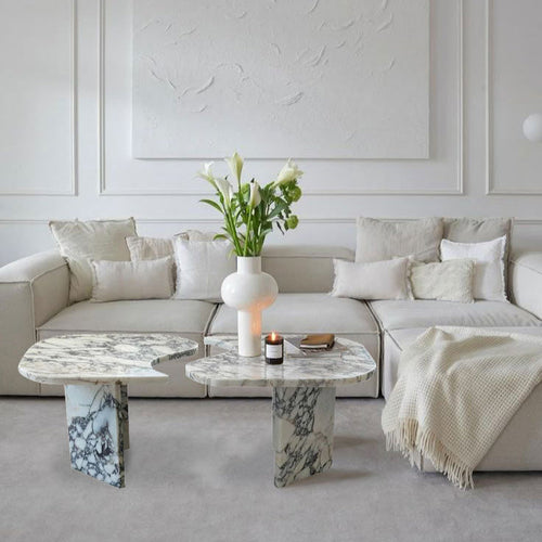 Calacatta Viola Marble Designer Coffee Table Polished Set of 2