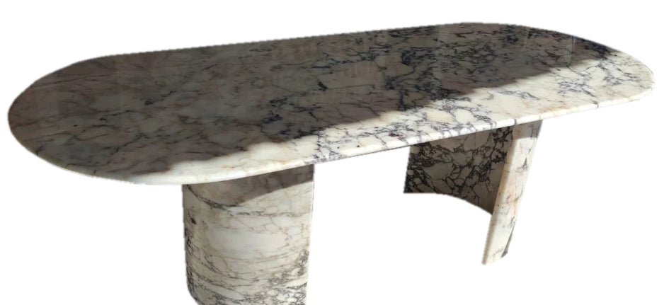 Calacatta Viola Marble Oval Dining Table with C Shape