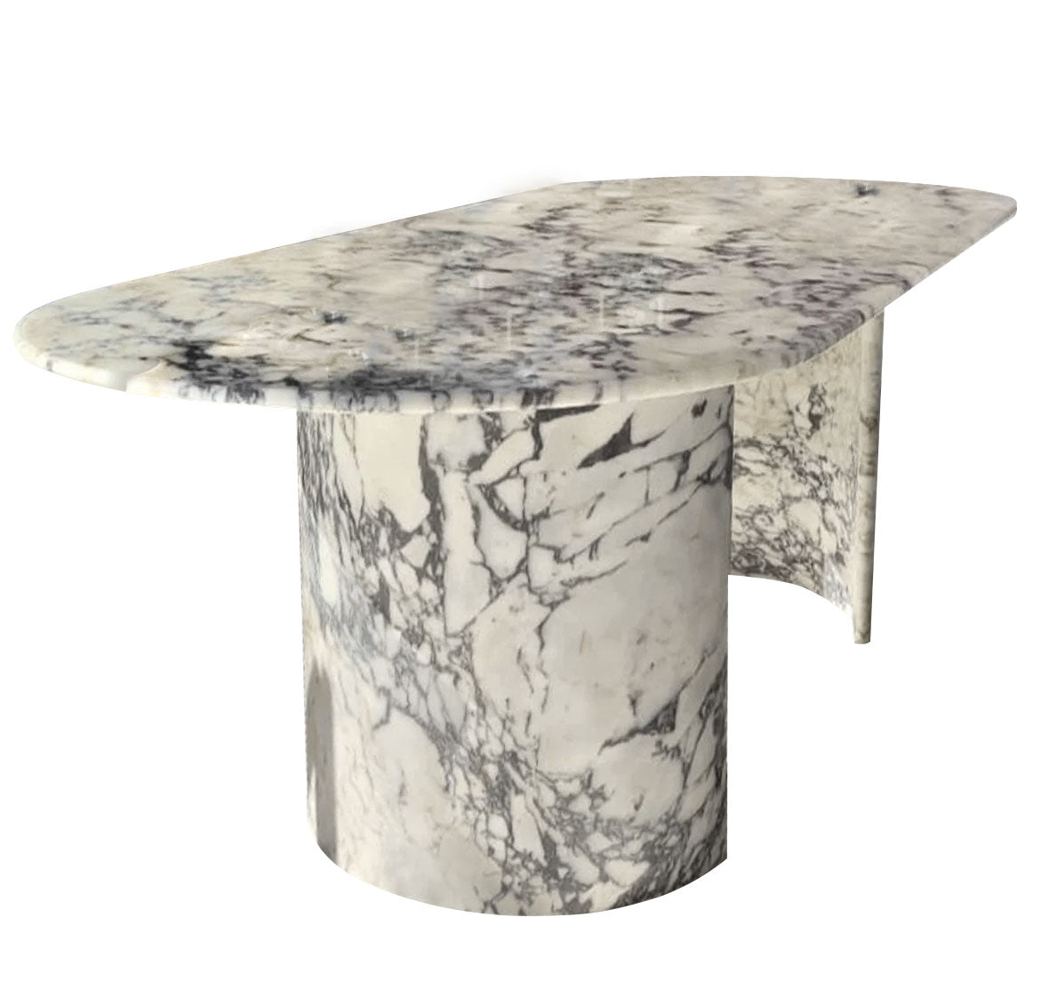 Calacatta Viola Marble Oval Dining Table with C Shape