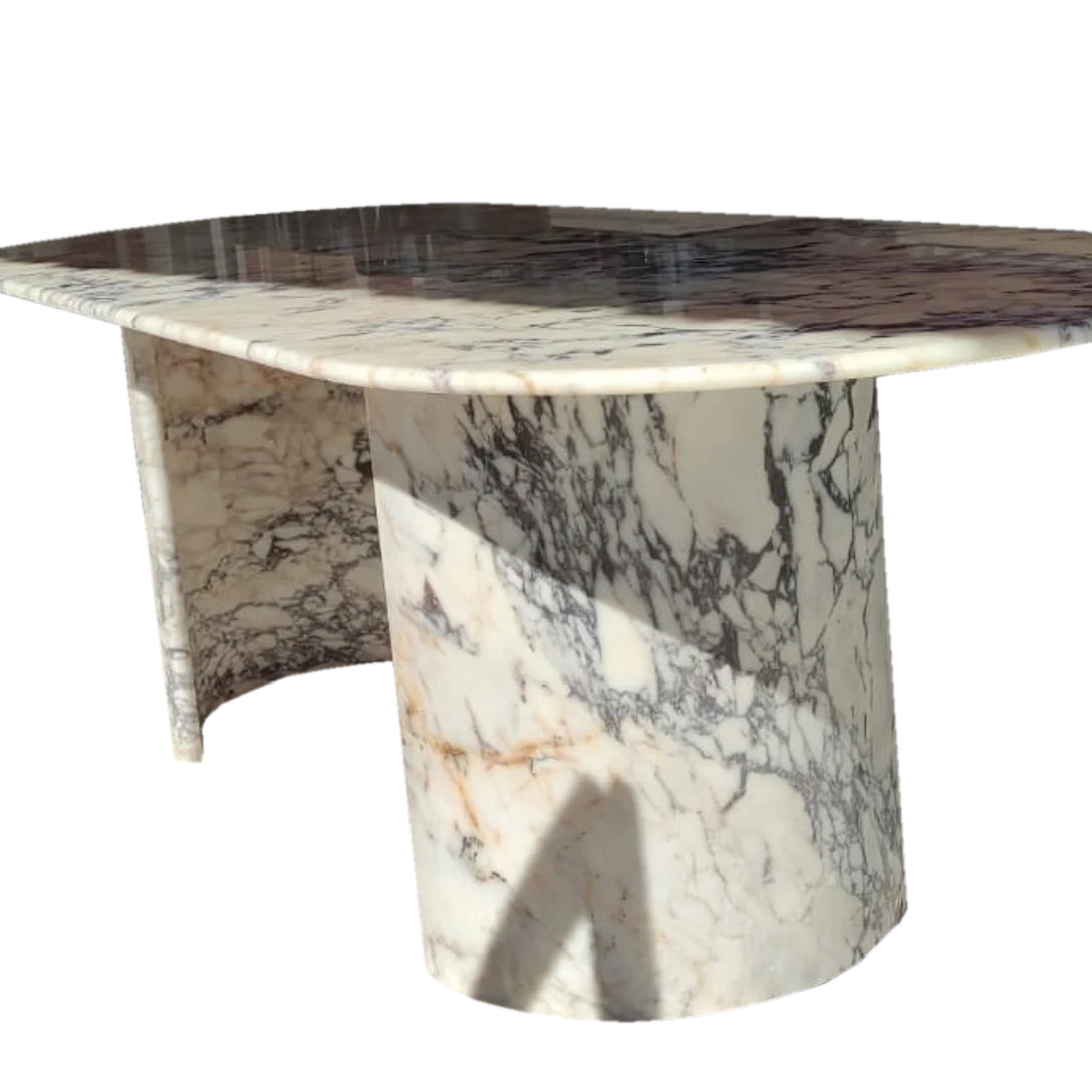 Calacatta Viola Marble Oval Dining Table with C Shape