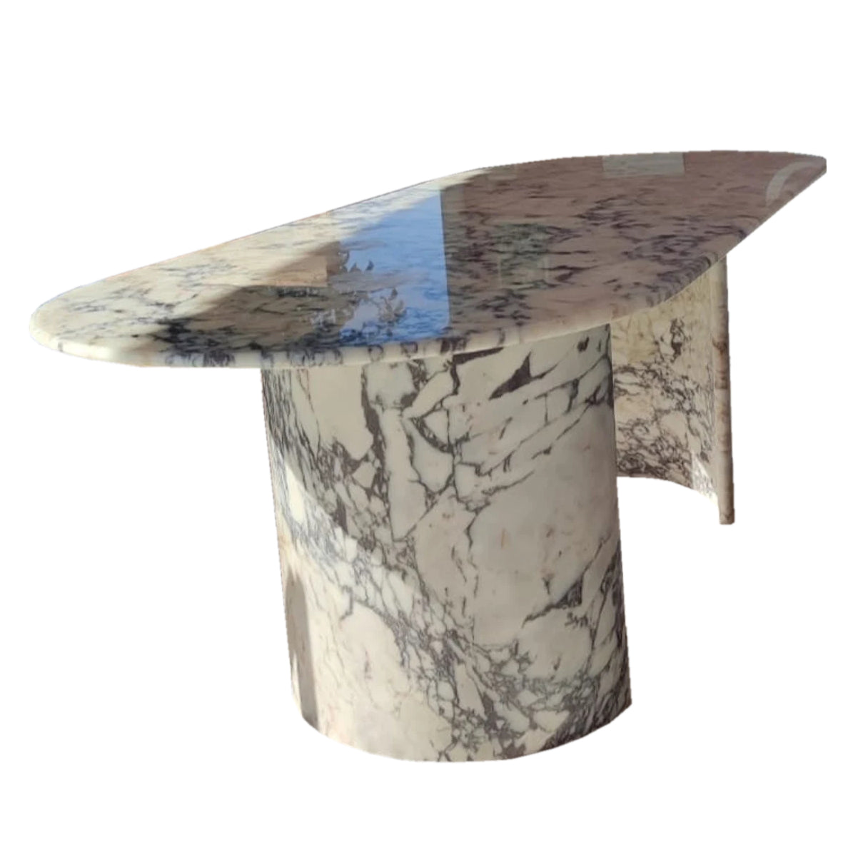 Calacatta Viola Marble Oval Dining Table with C Shape