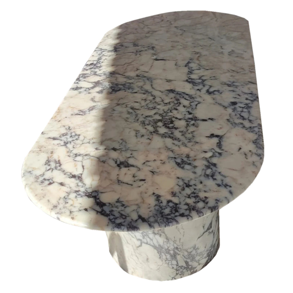Calacatta Viola Marble Oval Dining Table with C Shape