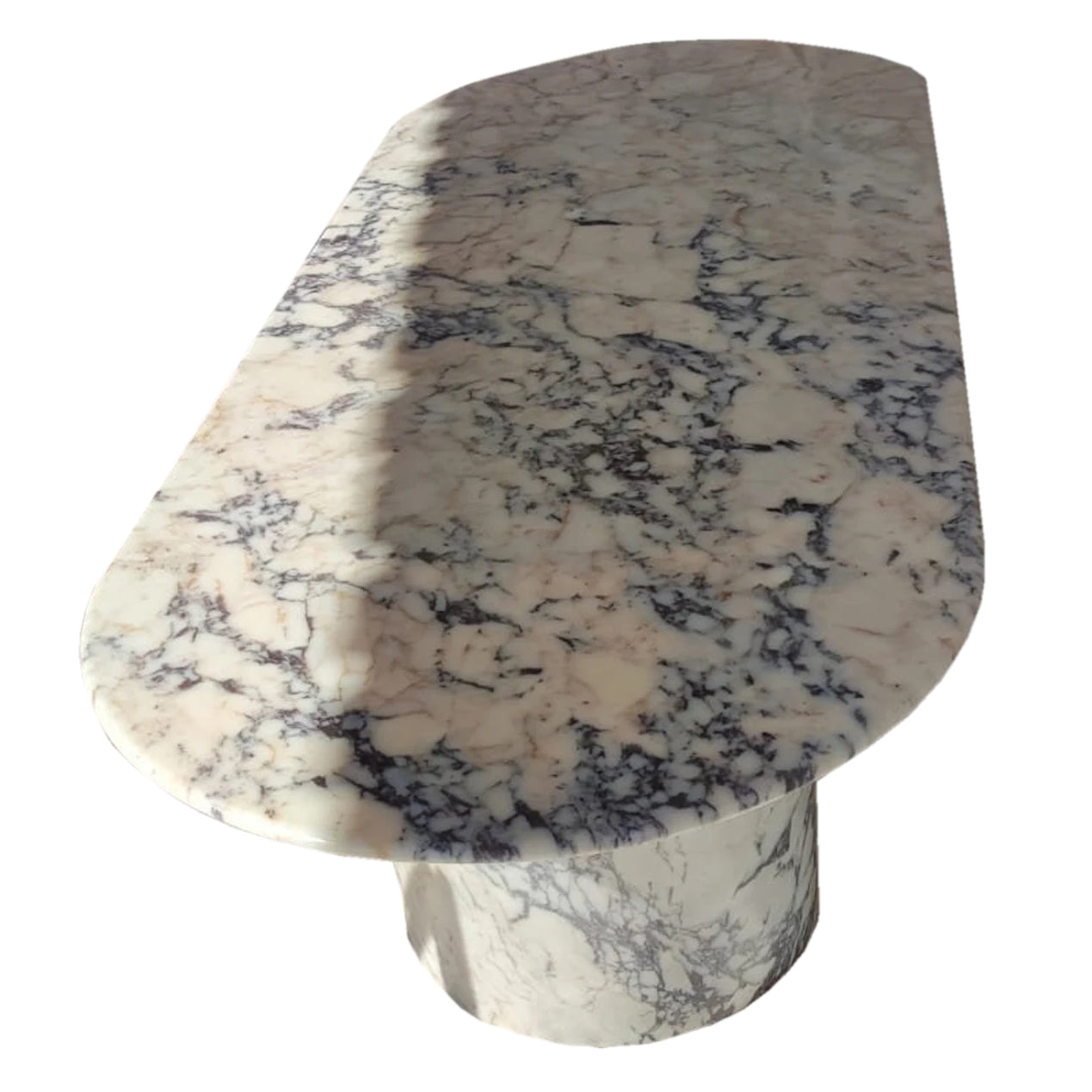 Calacatta Viola Marble Oval Dining Table with C Shape