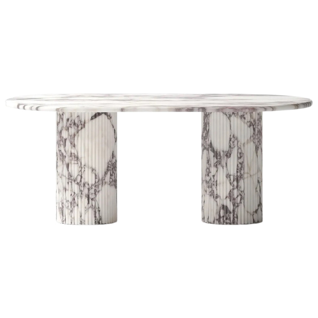 Calacatta Viola Marble Oval Fluted Dining Table