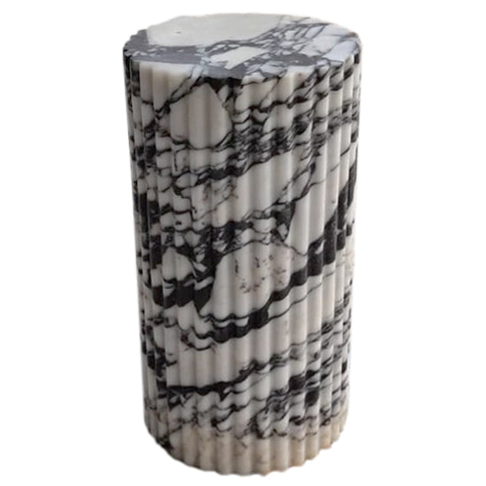 Calacatta Viola Marble Plinth Side Table Fluted Polished