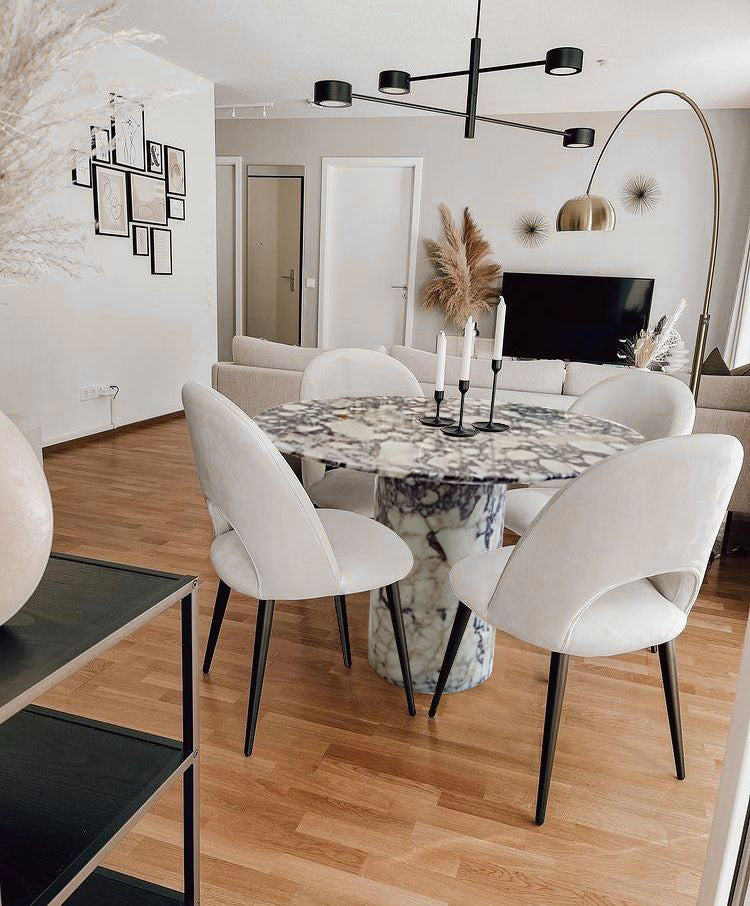 Calacatta Viola Marble Round Dining Table