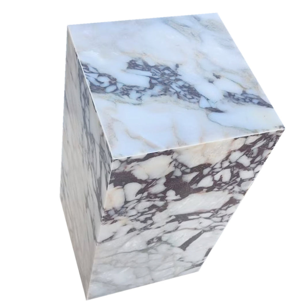 Calacatta Viola Marble Cube Design Plinth End/Side Table