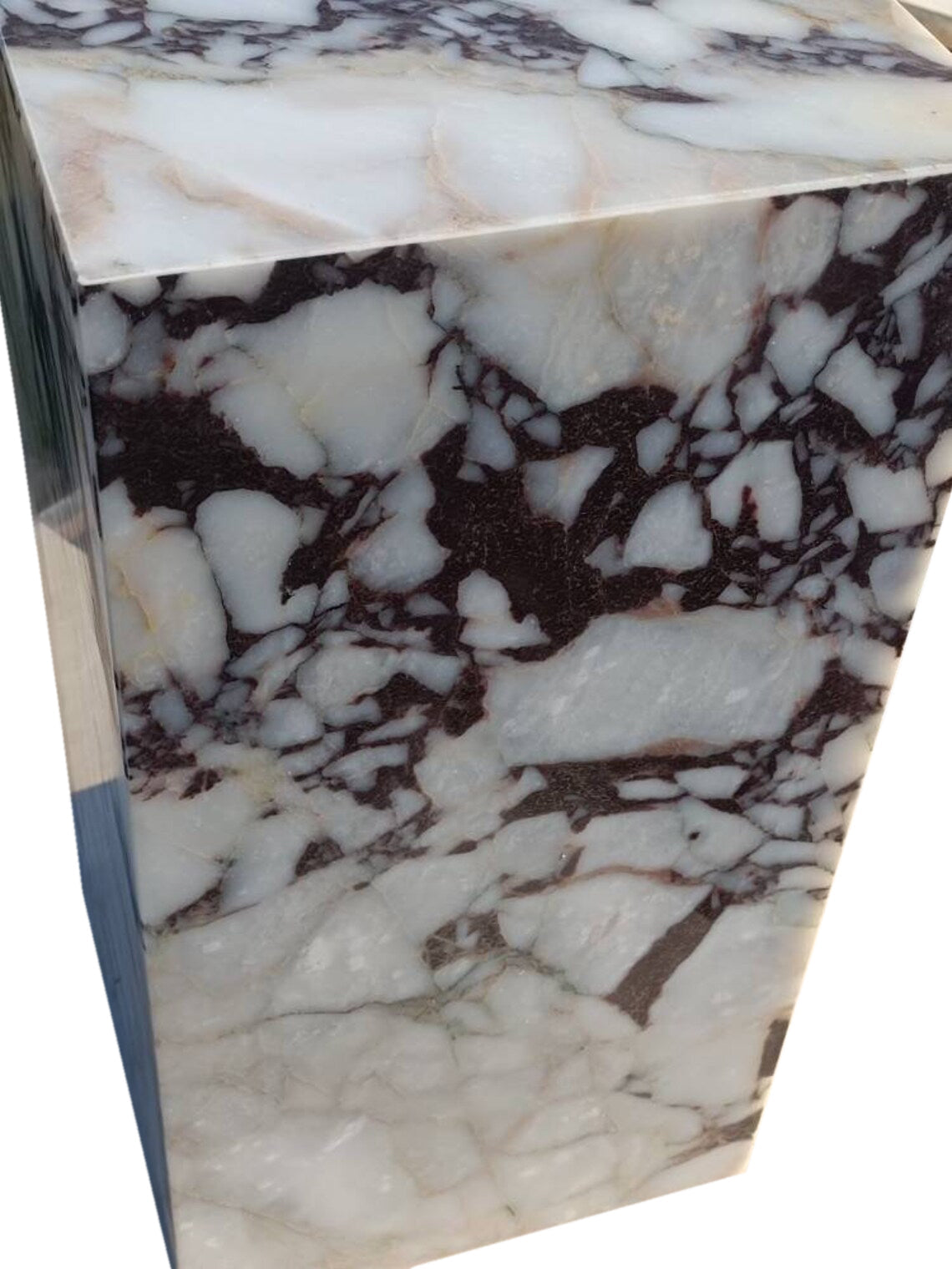 Calacatta Viola Marble Cube Design Plinth End/Side Table