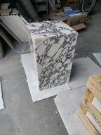 Calacatta Viola Marble Cube Design Plinth End/Side Table