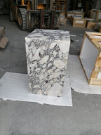 Calacatta Viola Marble Cube Design Plinth End/Side Table
