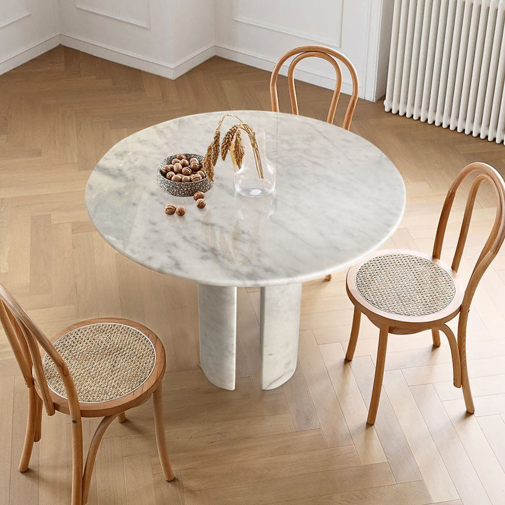 Carrara White Marble Round Dining Table