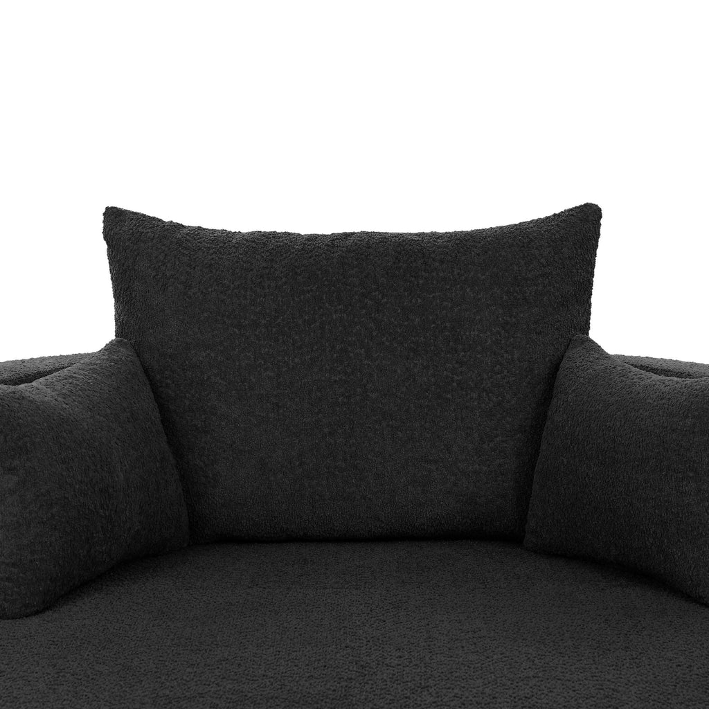 360° Swivel Accent Barrel Chair with Removable Pillows, Black Chenille, 56.3x56.3x36.5 inches