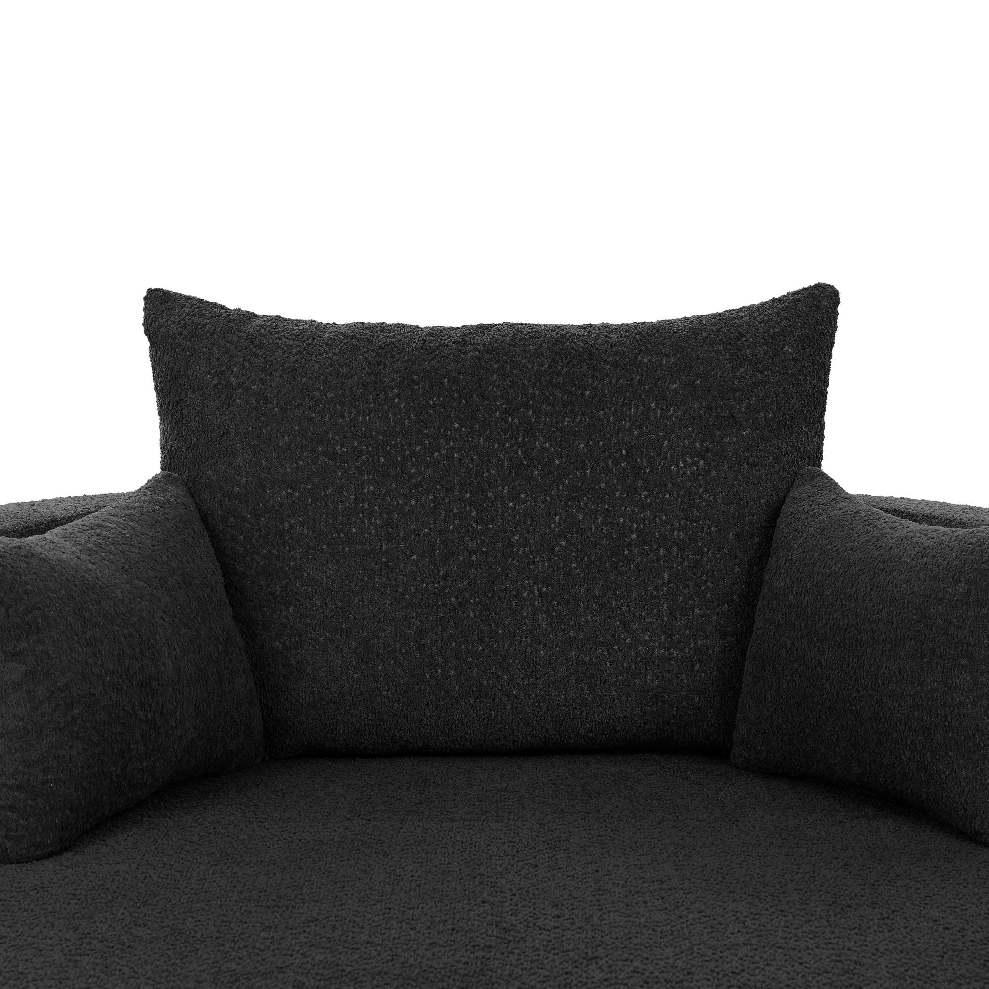 360° Swivel Accent Barrel Chair with Removable Pillows, Black Chenille, 56.3x56.3x36.5 inches