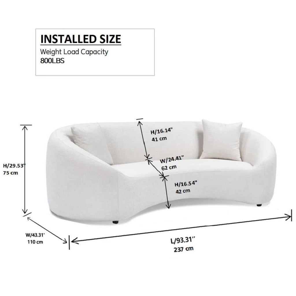 Curved 3 Seater Sofa White