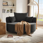 360° Swivel Accent Barrel Chair with Removable Pillows, Black Chenille, 56.3x56.3x36.5 inches
