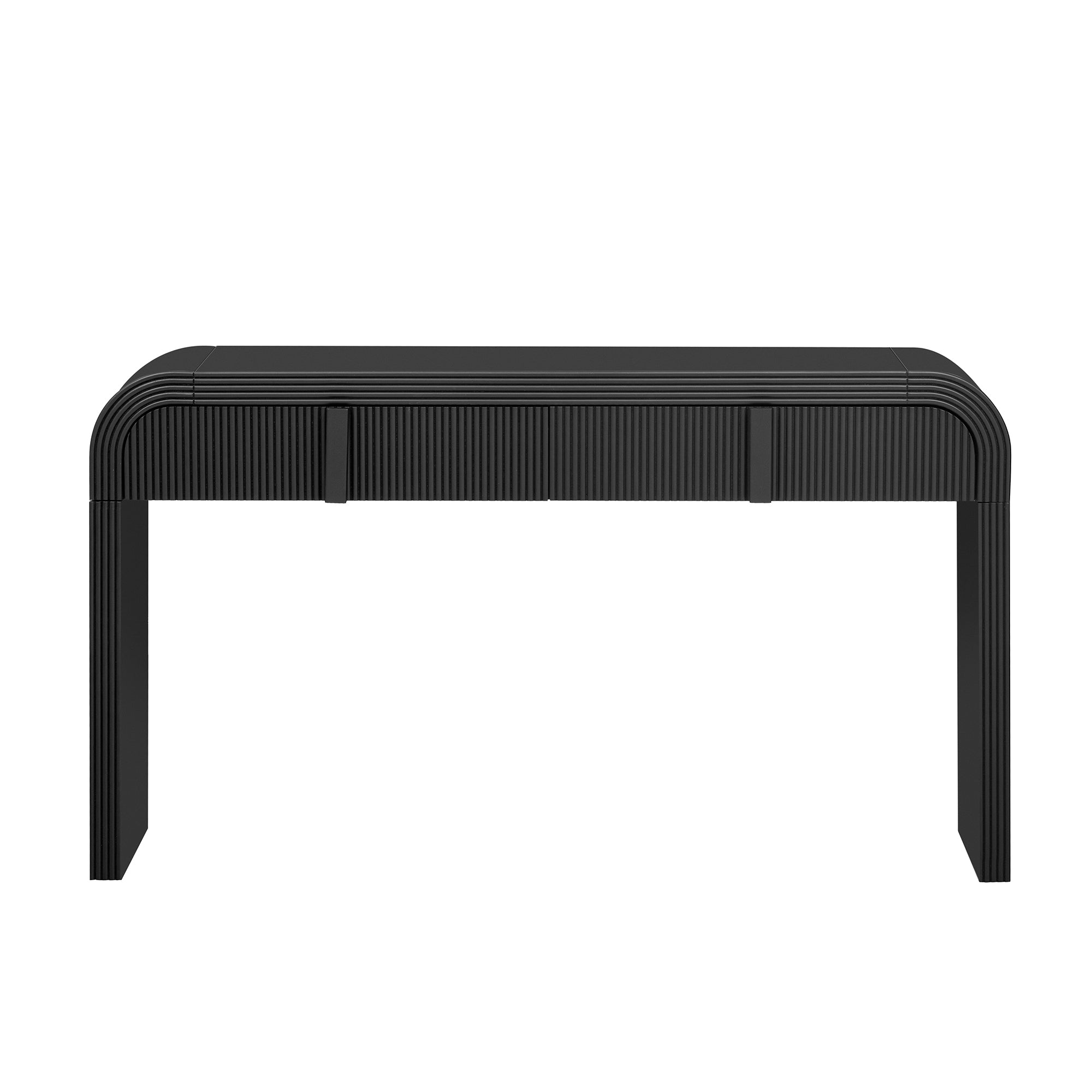 TREXM Modern Console Table with 2 Storage Drawers, Fluted Entryway Table with Rounded Silhouette for Hallway Living Room and Entryway (Black)