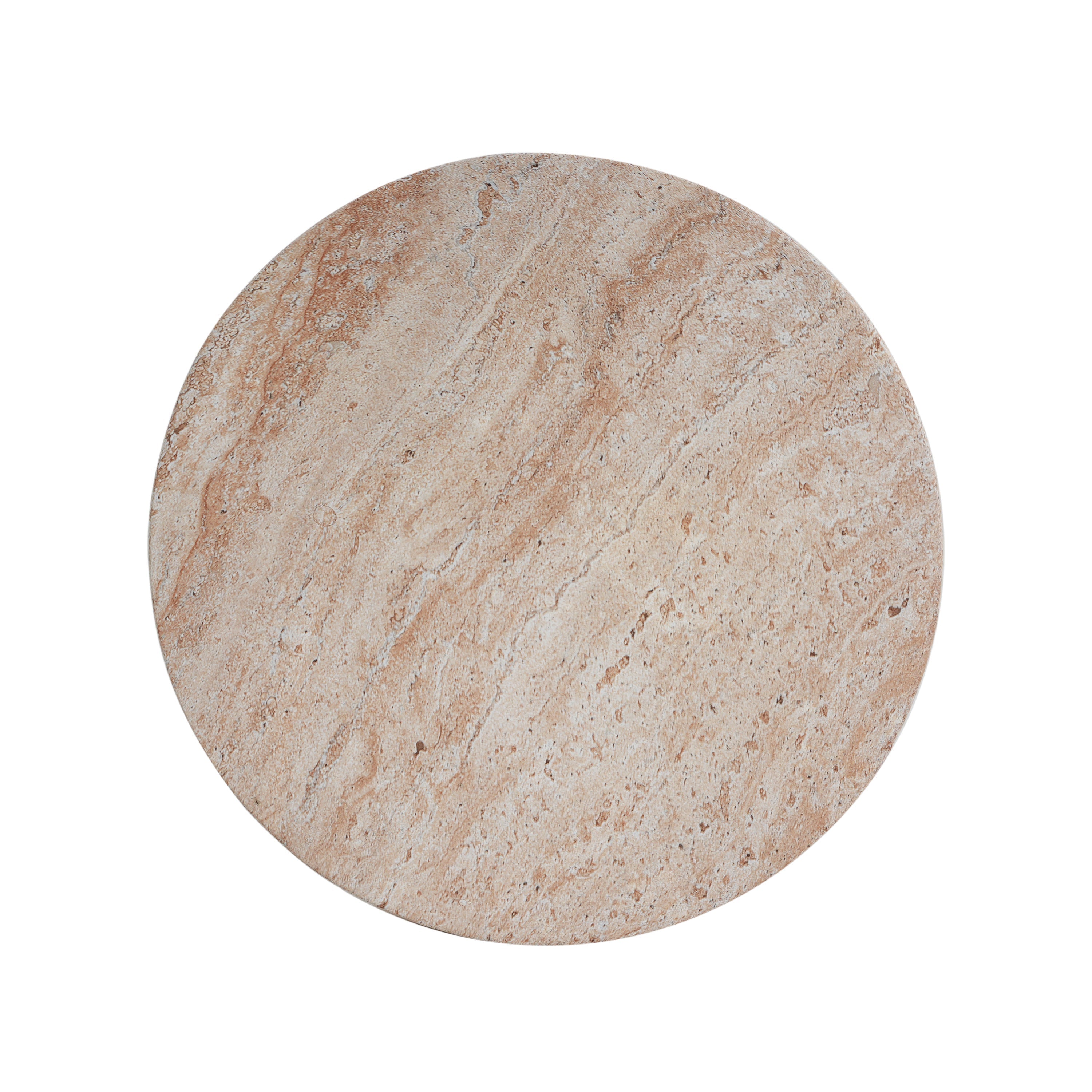 Outdoor/Indoor Lightweight Concrete Side Table with Travertine Finish, Beige, 15.5x15.5x18 inches