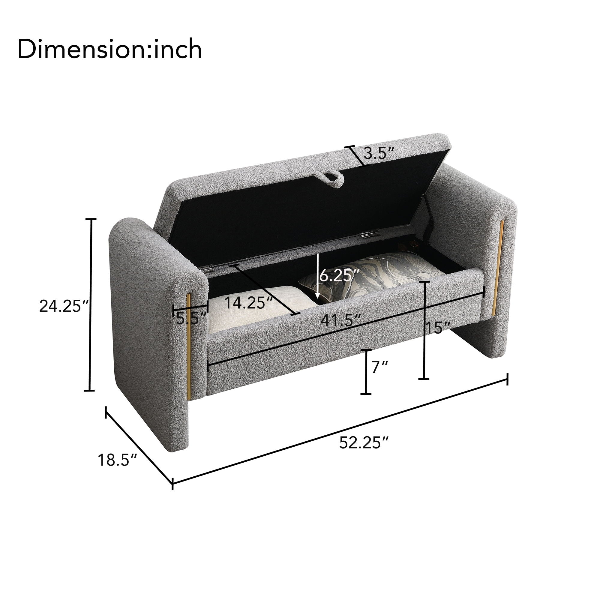 Teddy Upholstered Large Bed End Bench With Storage