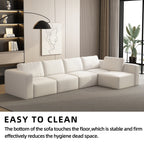 104.32*70.86 Modular Sectional Sofa Sleeper Couch, Sectional Sofa with Chaise and Ottoman, Convertible U Shaped Modular Sofa Set. Compressed sponge, White. (Combo 3A+2B)