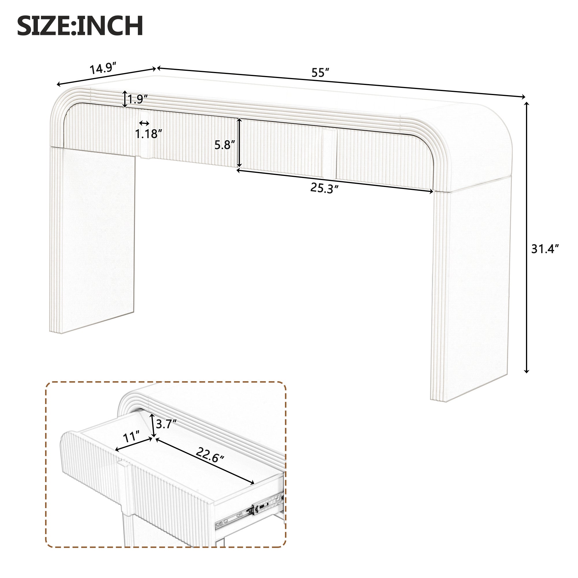 Fluted Console Table