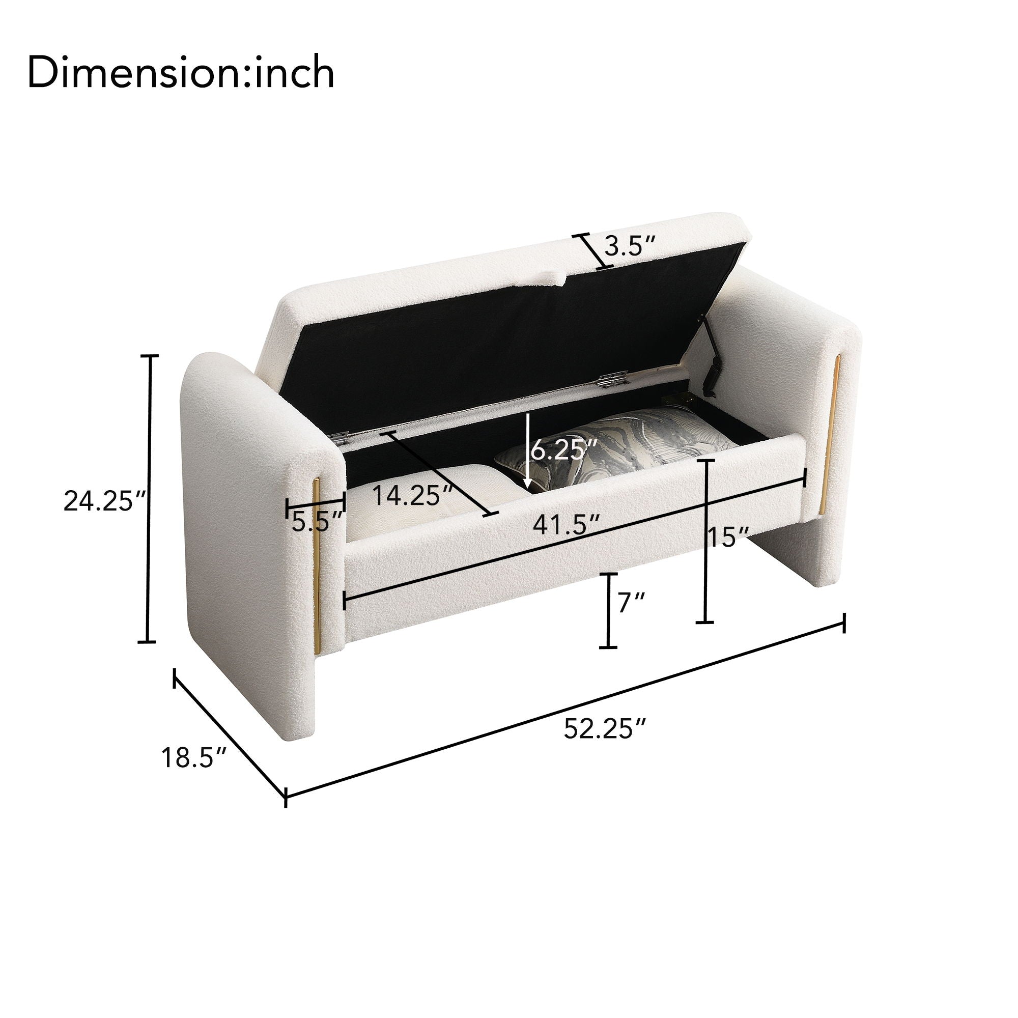 Teddy Upholstered Large Bed End Bench With Storage