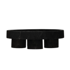 Decorative Paulownia Wood Footed Tray, Black