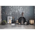 Decorative Paulownia Wood Footed Tray, Black
