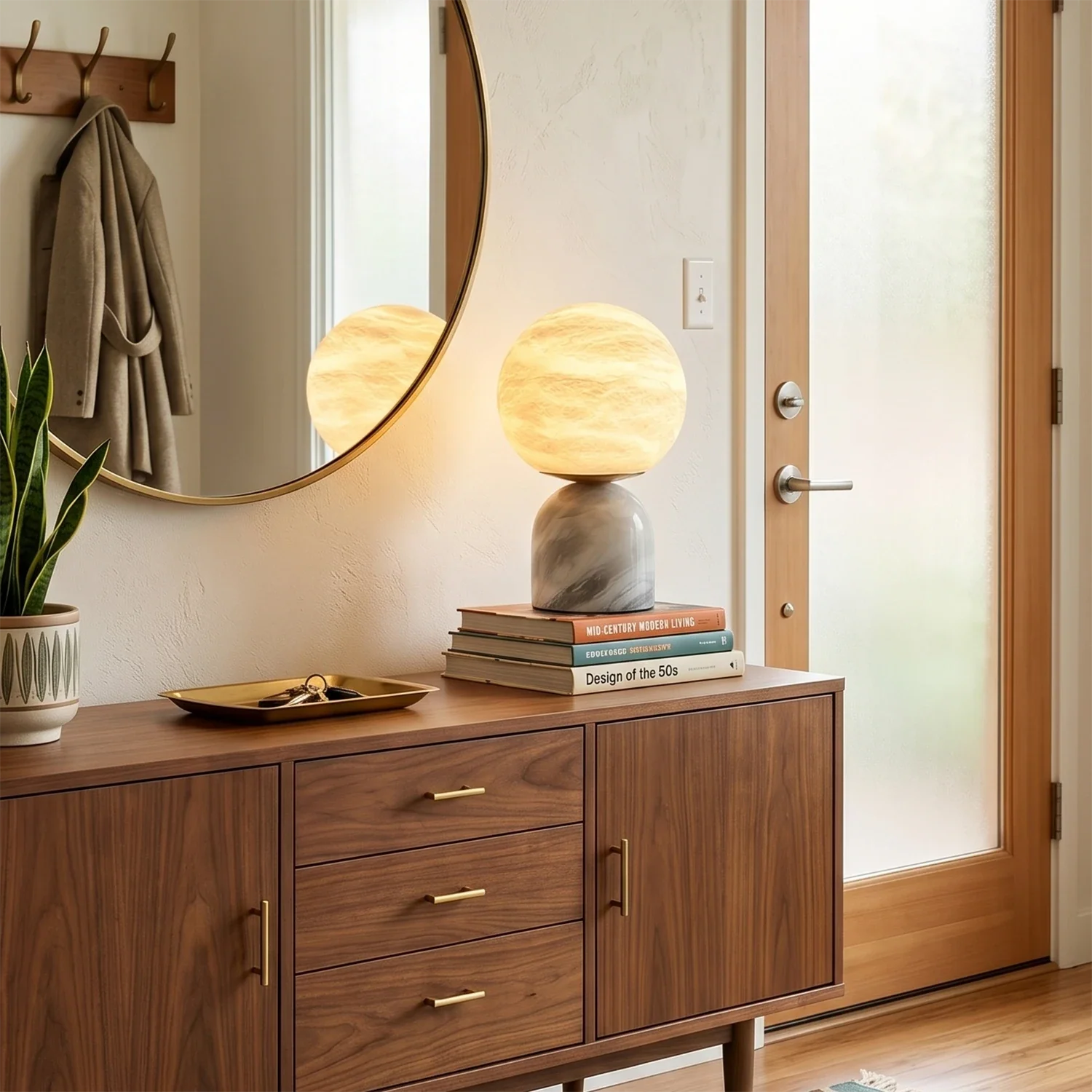 Round Alabaster Table Lamp