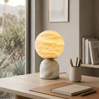 Round Alabaster Table Lamp