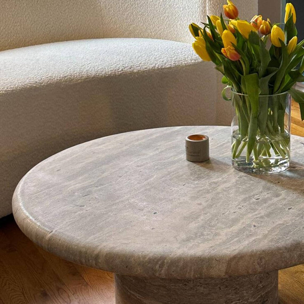 Silver Travertine Round Table