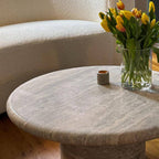 Silver Travertine Round Table