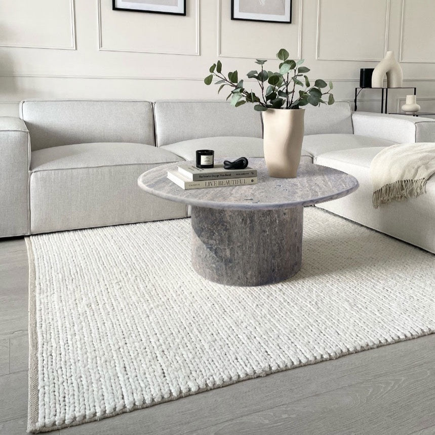 Silver Travertine Round Table
