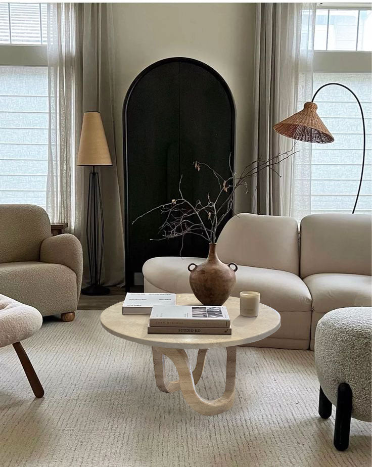 Troia Light Travertine Round Coffee Table